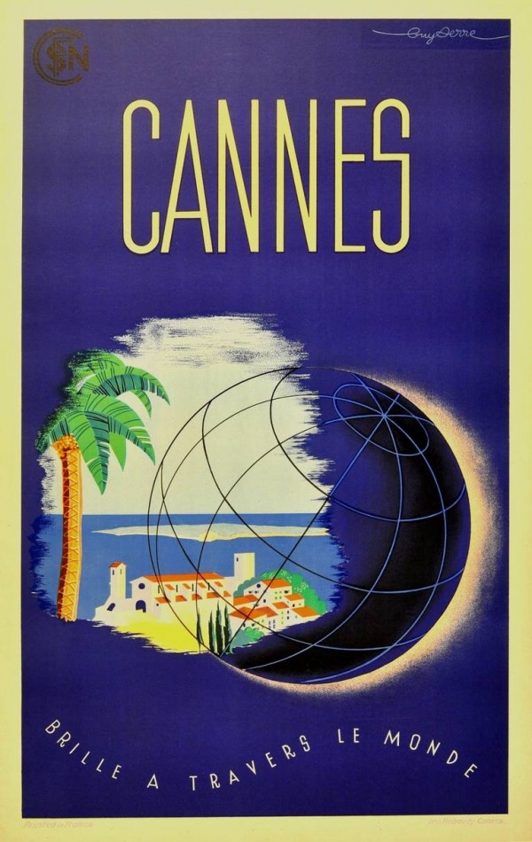 Guy Serre Cannes original vintage travel poster  Print